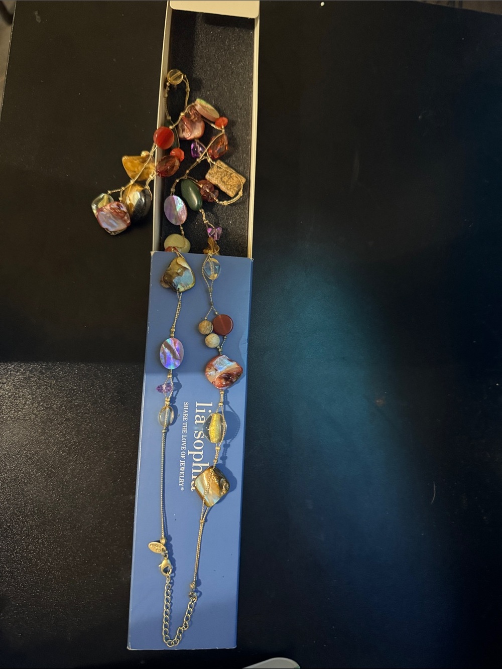 Lia Sophia Iridescent Multicolor Gem & Gold Accent Necklace